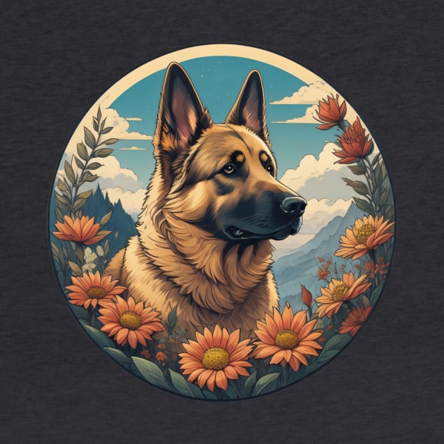 German Shepherd Dog Landscape Portrait by Pet And Petal